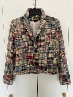 Ralph Lauren Rugby blazer patchwork vintage cotton lined size xs women